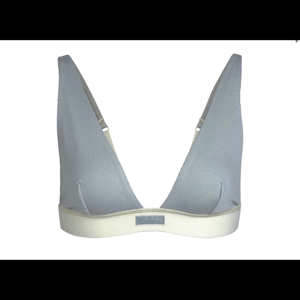 SKIMS Cotton Plunge Bralette in Mineral
